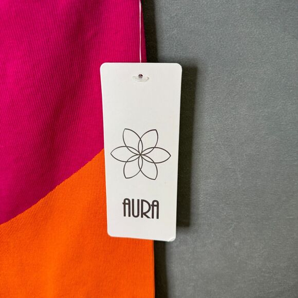 One Shoulder Colorblock Bodysuit Pink Orange Size XL XXL Sexy - Picture 3 of 6